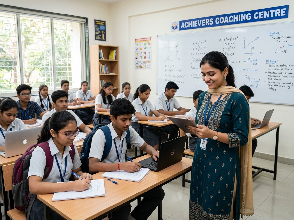 Teacher taking attendance in coaching classroom